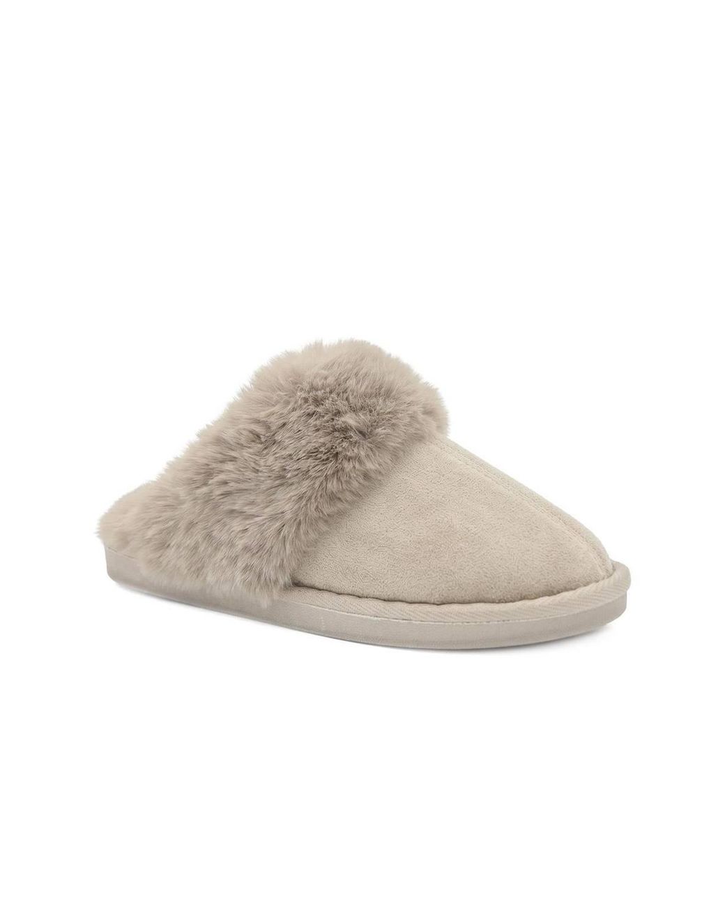 Pavers Natural Wide Fit Fur Slippers