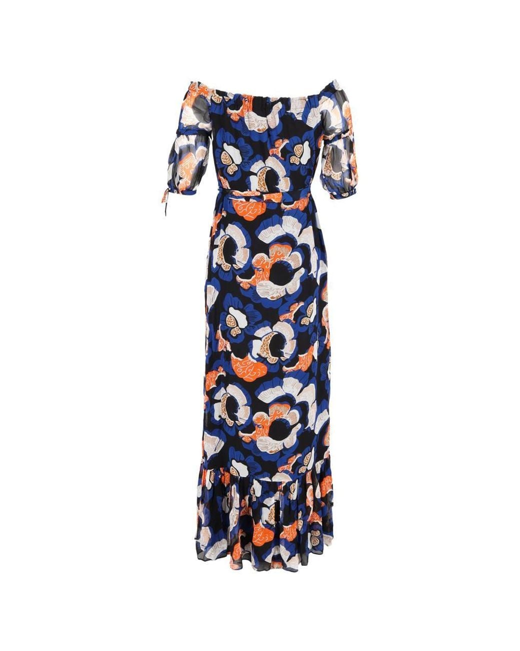 Diane von Furstenberg Blue Preloved Ashley Shoulder Belted Dress
