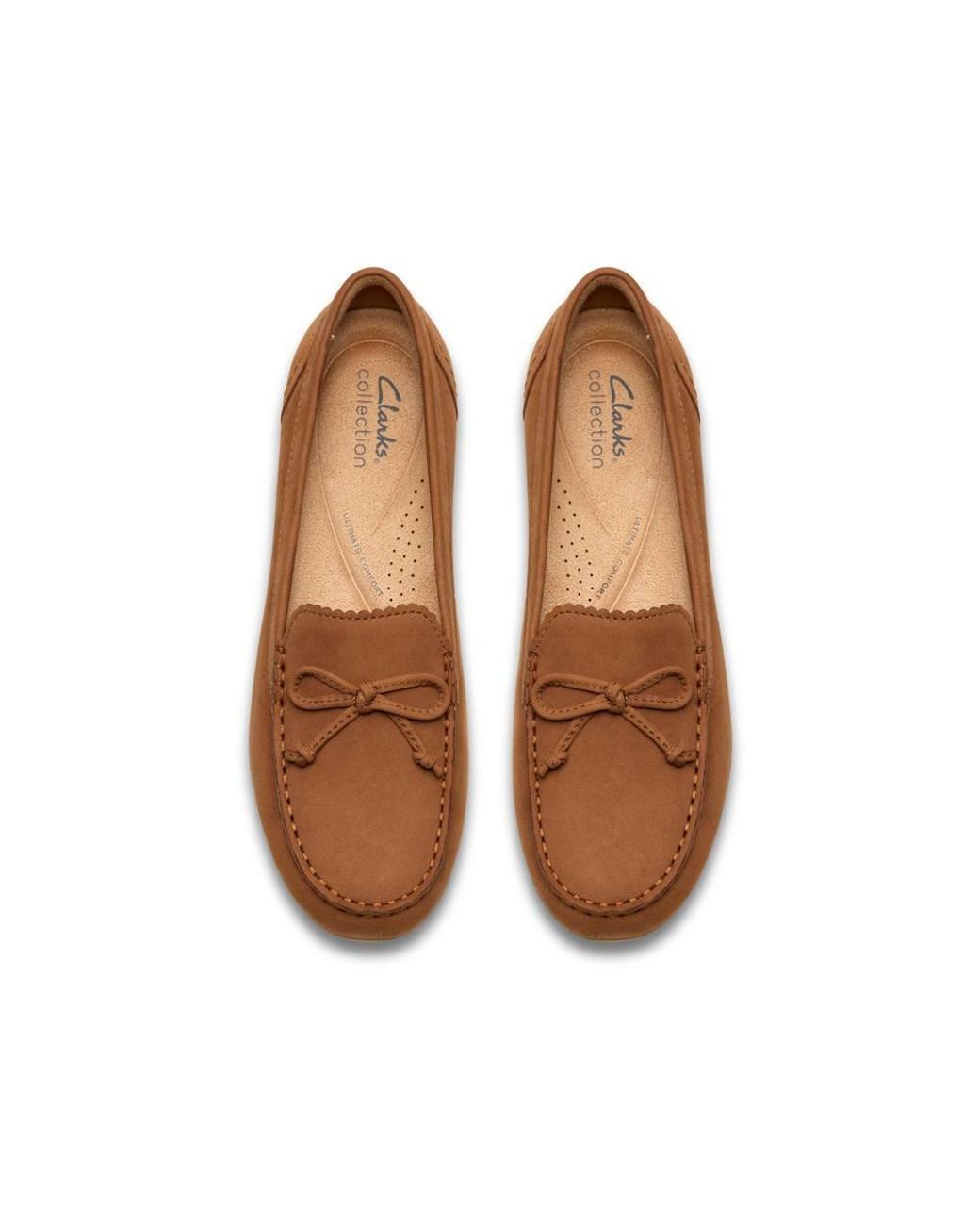 Clarks Brown Elliotte Sail Tan Nubuck Loafers, Slip Ons, Moccasins