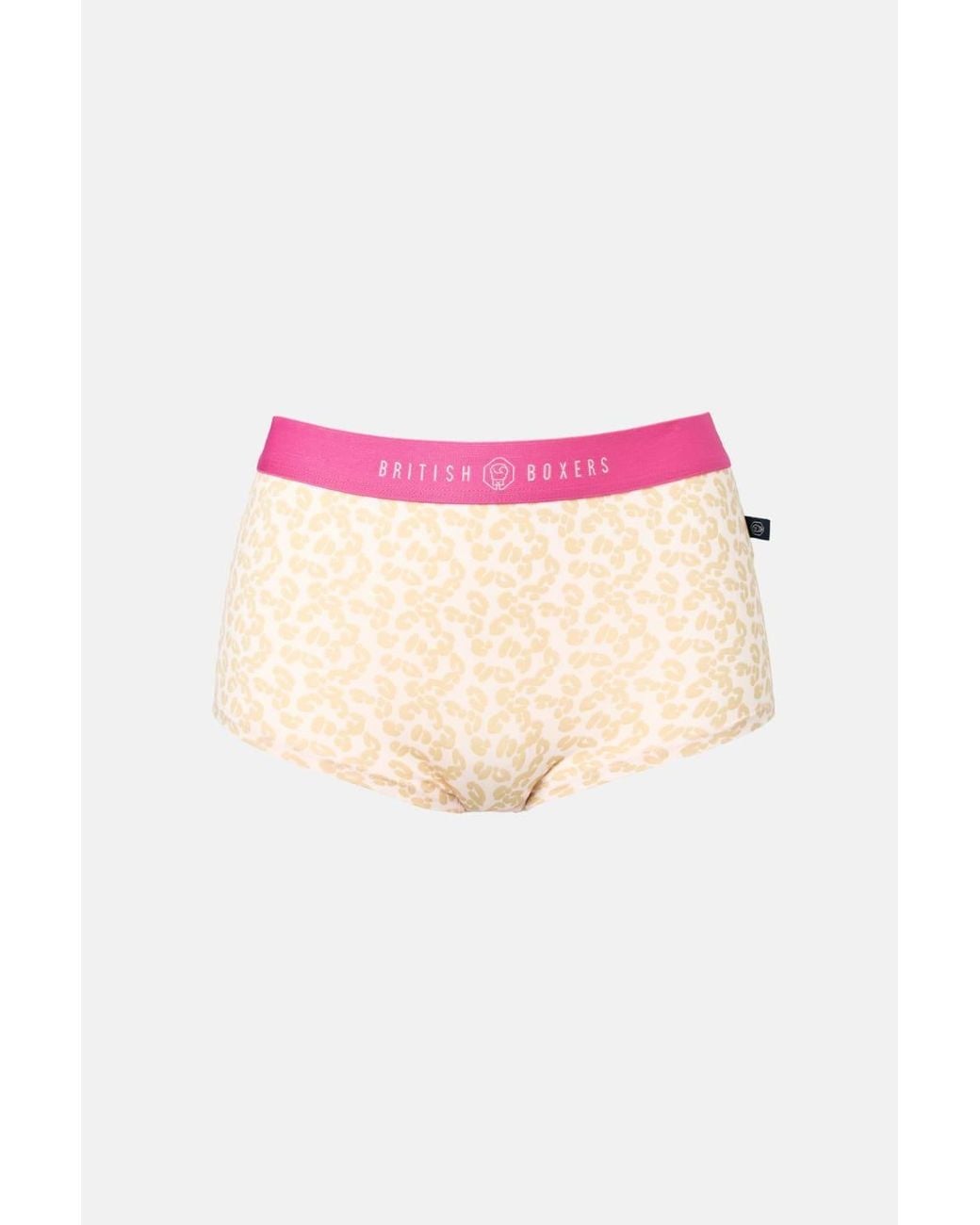 British Boxers Pink Pack Of Four "Leopard Rose" Bamboo Hipster Boxer Briefs