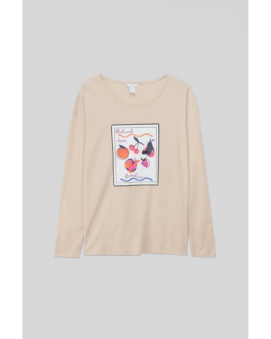 Enorsia Natural Crew Neck Long Sleeve T-Shirt