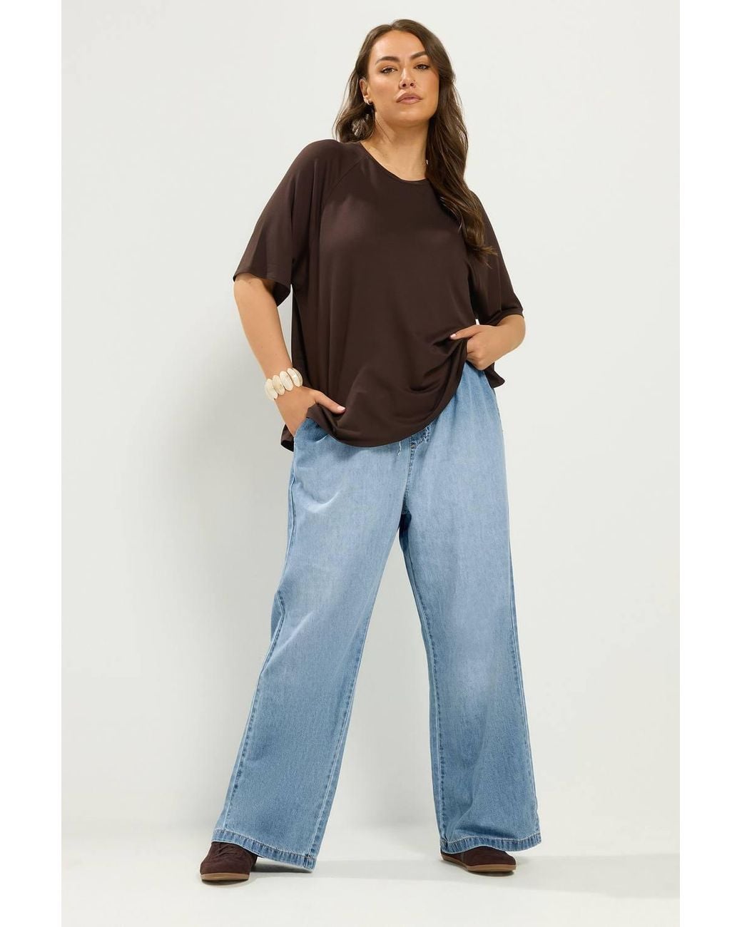 Yours Blue Drawstring Wide Leg Jeans
