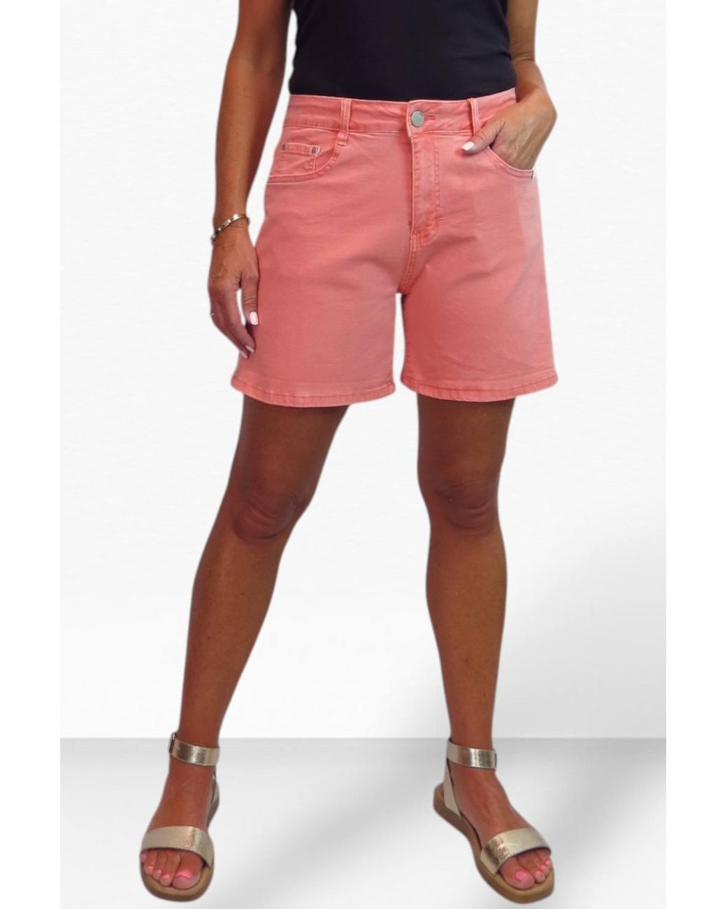 Paulo Due Stretch Denim Coloured Shorts W/ Turn Up Cuff
