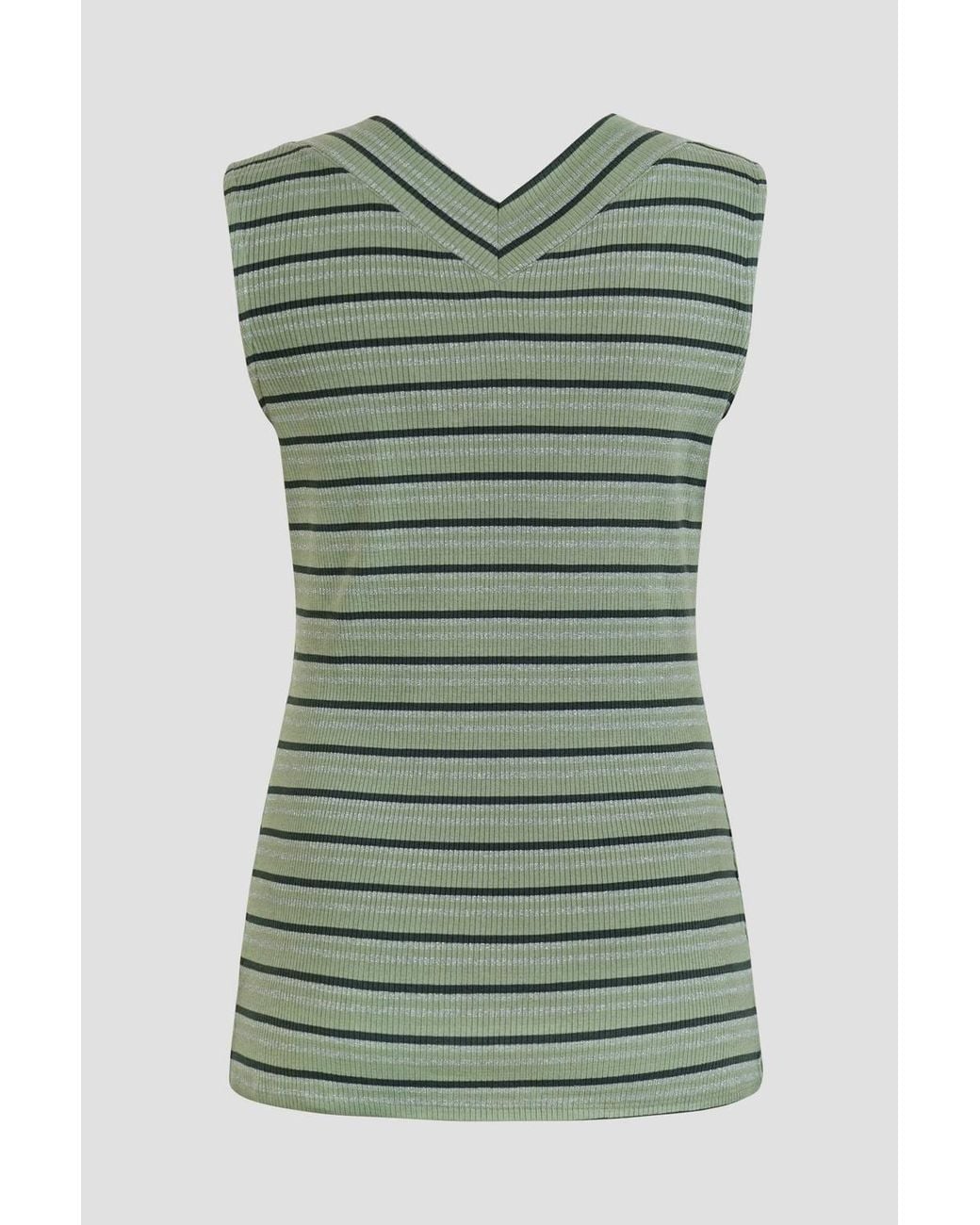 Enorsia Green Metallic V-Neck V Back Tops
