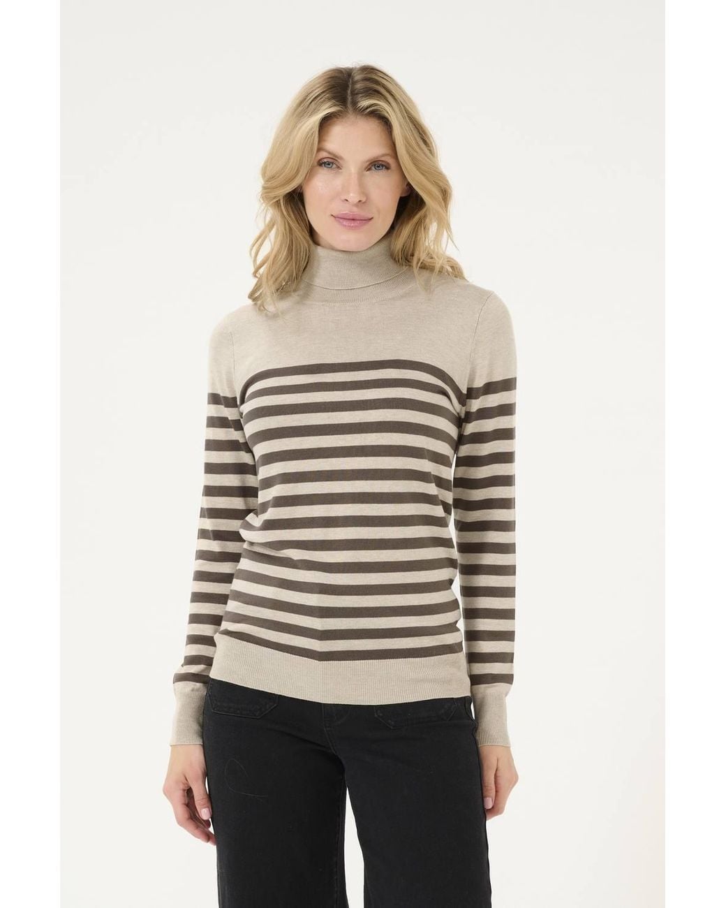 Kaffe Natural Kalizza Roll Neck Slim Fit Pullover
