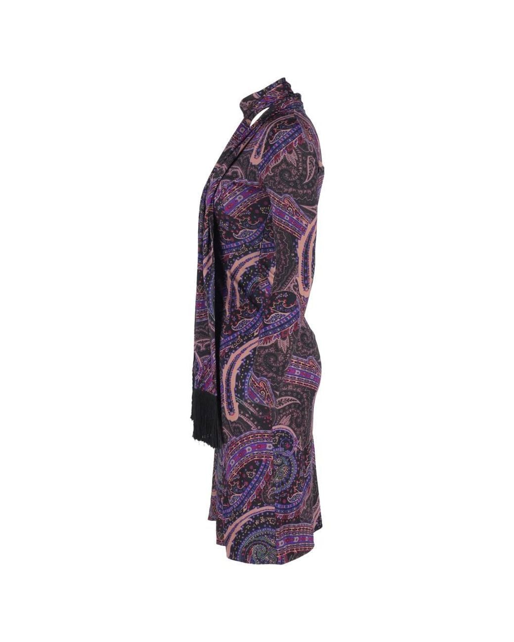 Etro Purple Preloved Paisley Print Dress W/ Scarf