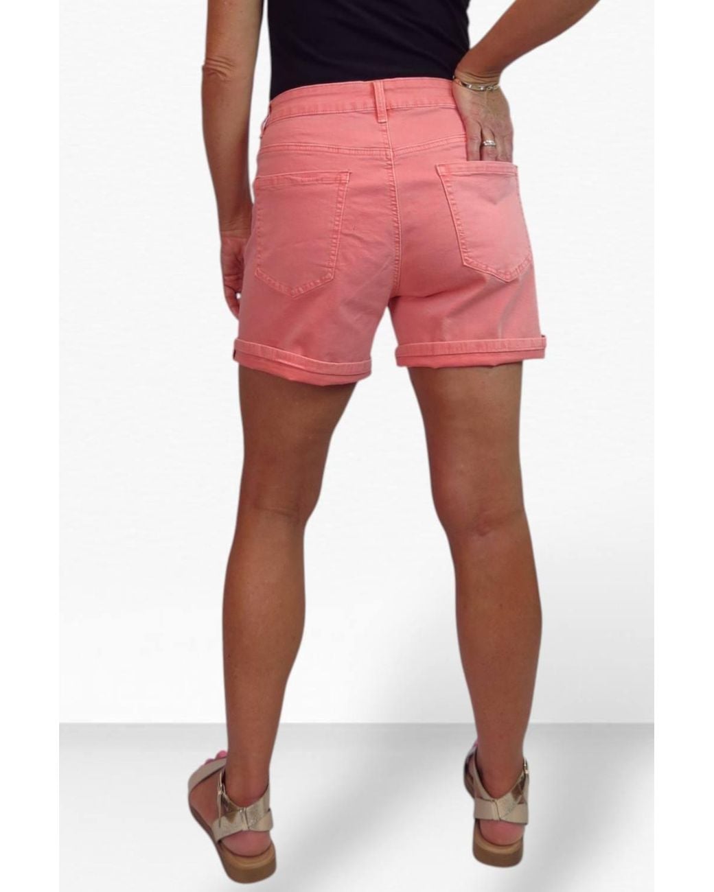 Paulo Due Stretch Denim Coloured Shorts W/ Turn Up Cuff