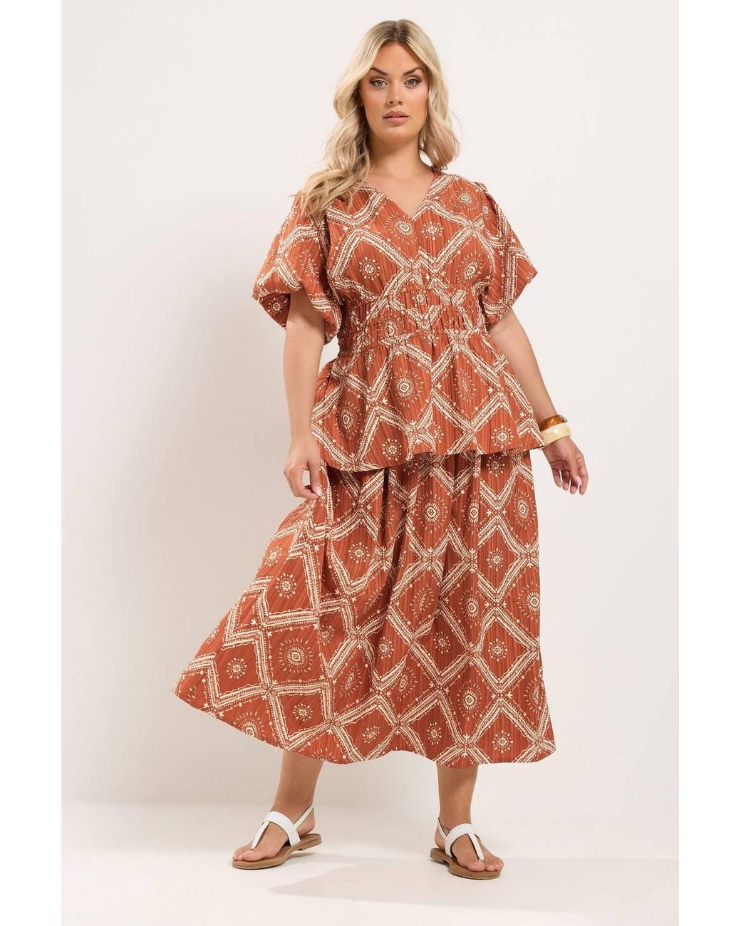Yours Orange Abstract Skirt