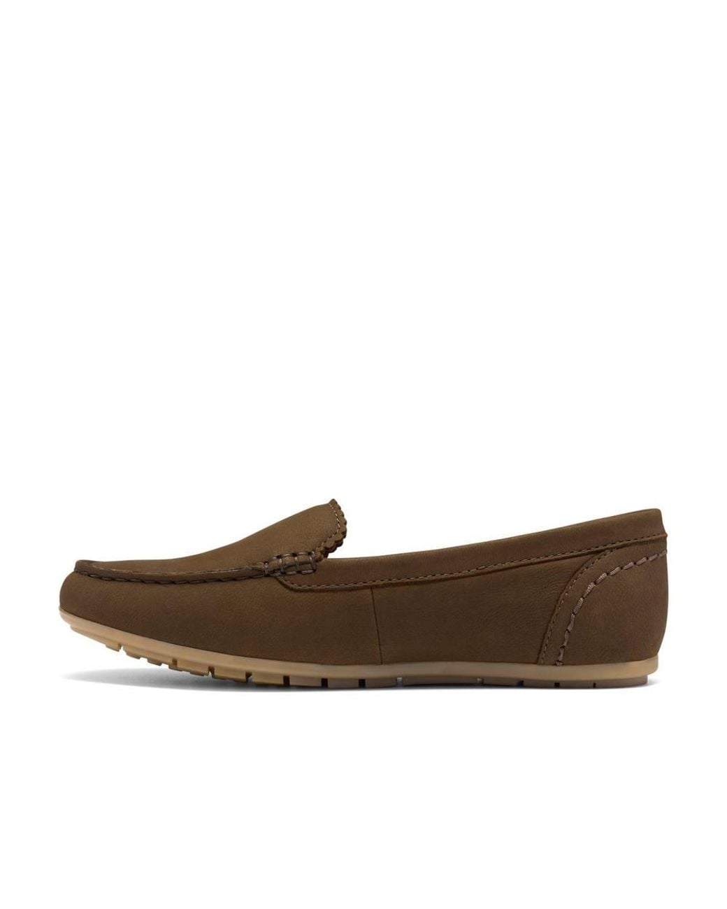 Clarks Brown Elliotte Step Nubuck Slip Ons, Moccasins