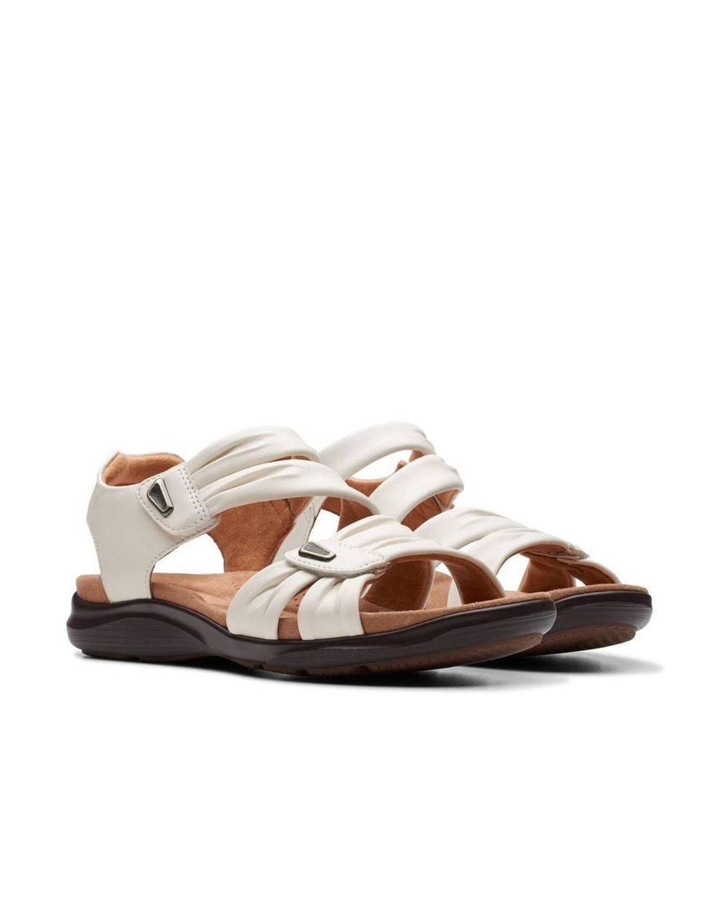 Clarks Brown Kitly Ave Leather Flat Sandals
