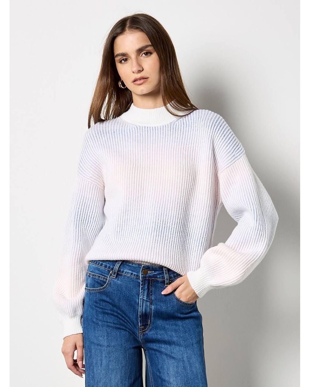 Apricot White Pastel Ombre Rib Knit Jumper