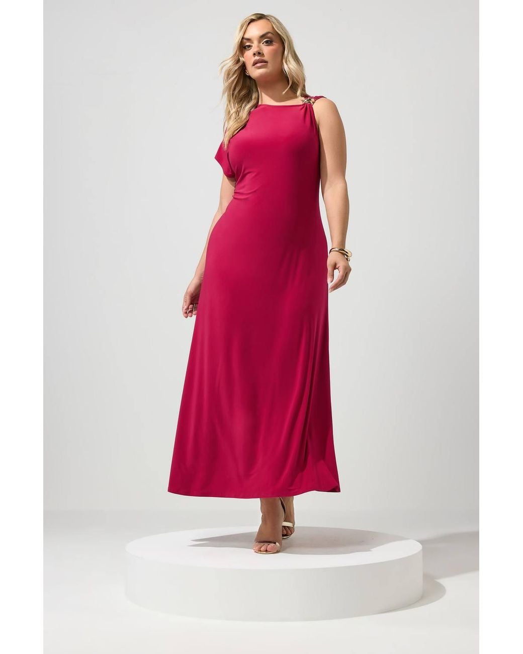Yours Red Metal Buckle Detail Maxi Dress