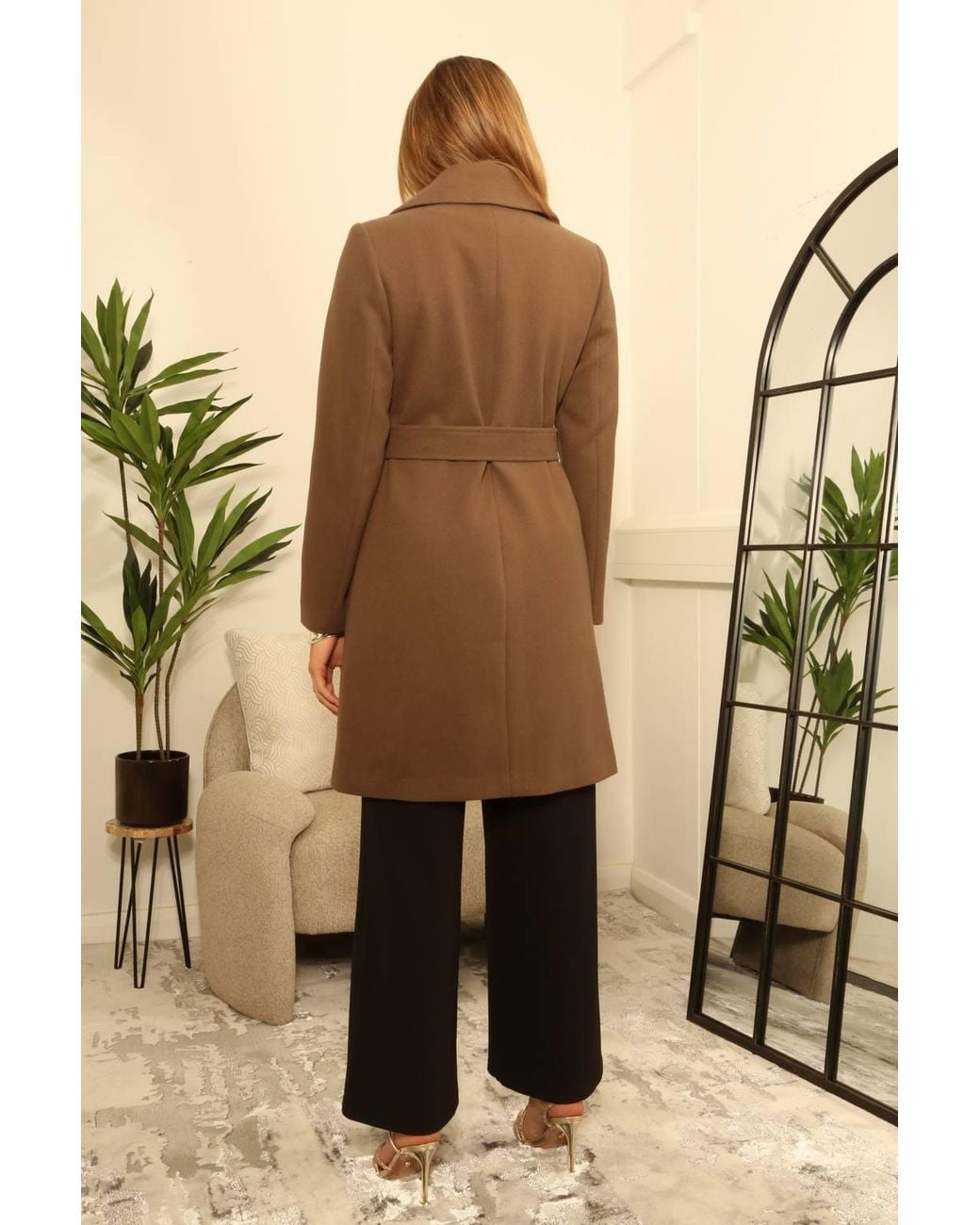 Double Second Green Double Breasted Belted Coat