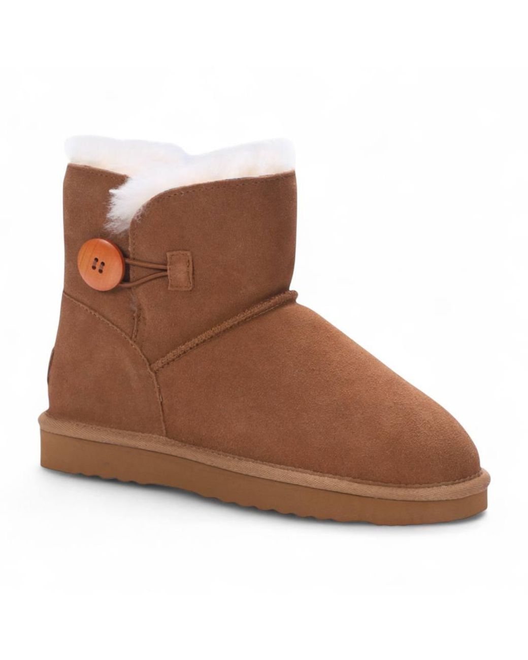 Infinity Leather Brown Sheepskin Suede Ankle Bootie Warm Winter Boots