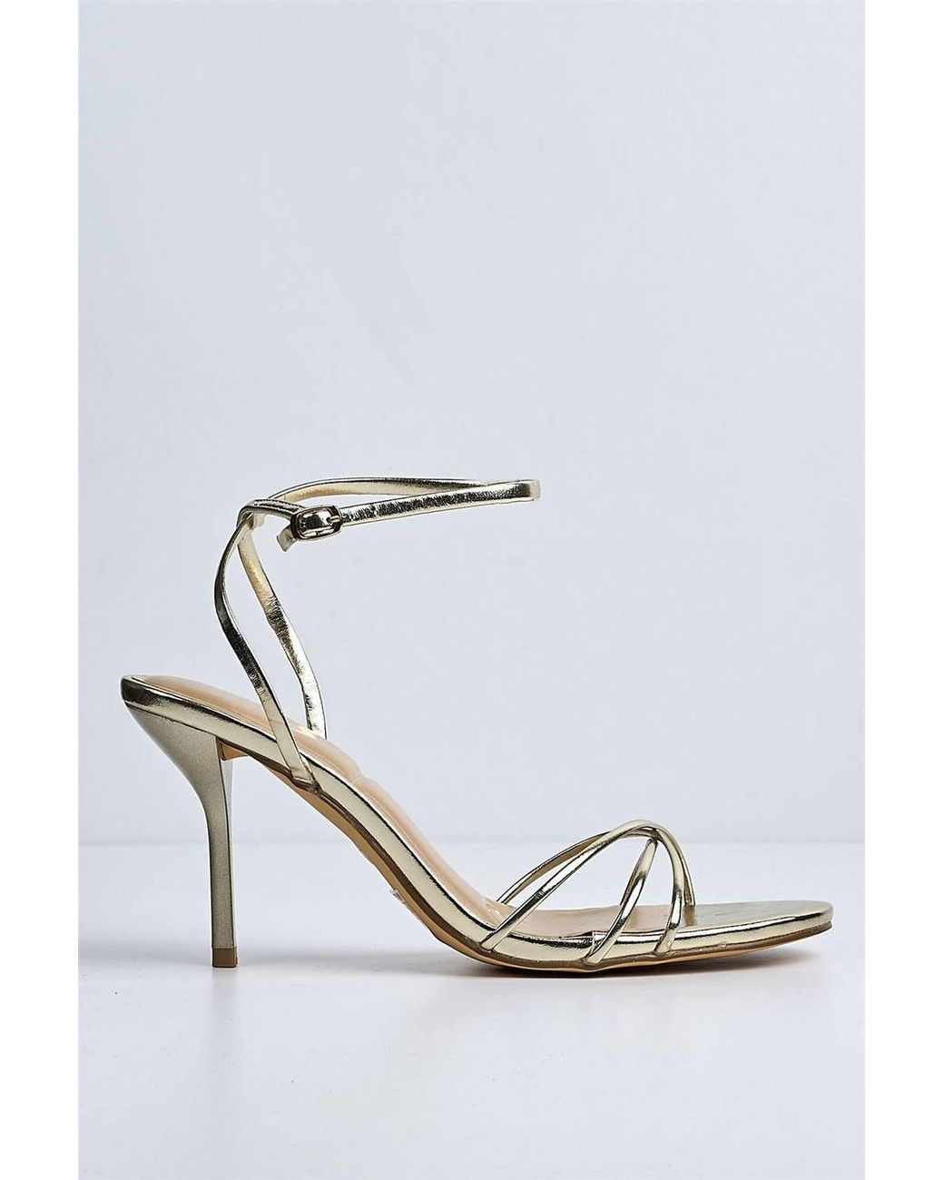 Miss Diva White Hadley Criss Cross Strappy Anklestrap Heeled Sandals
