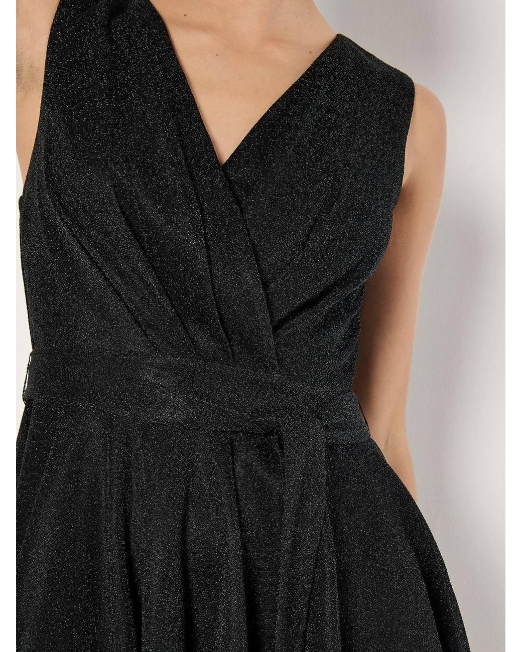 Apricot Black Metallic Pleat Skater Mini Dress