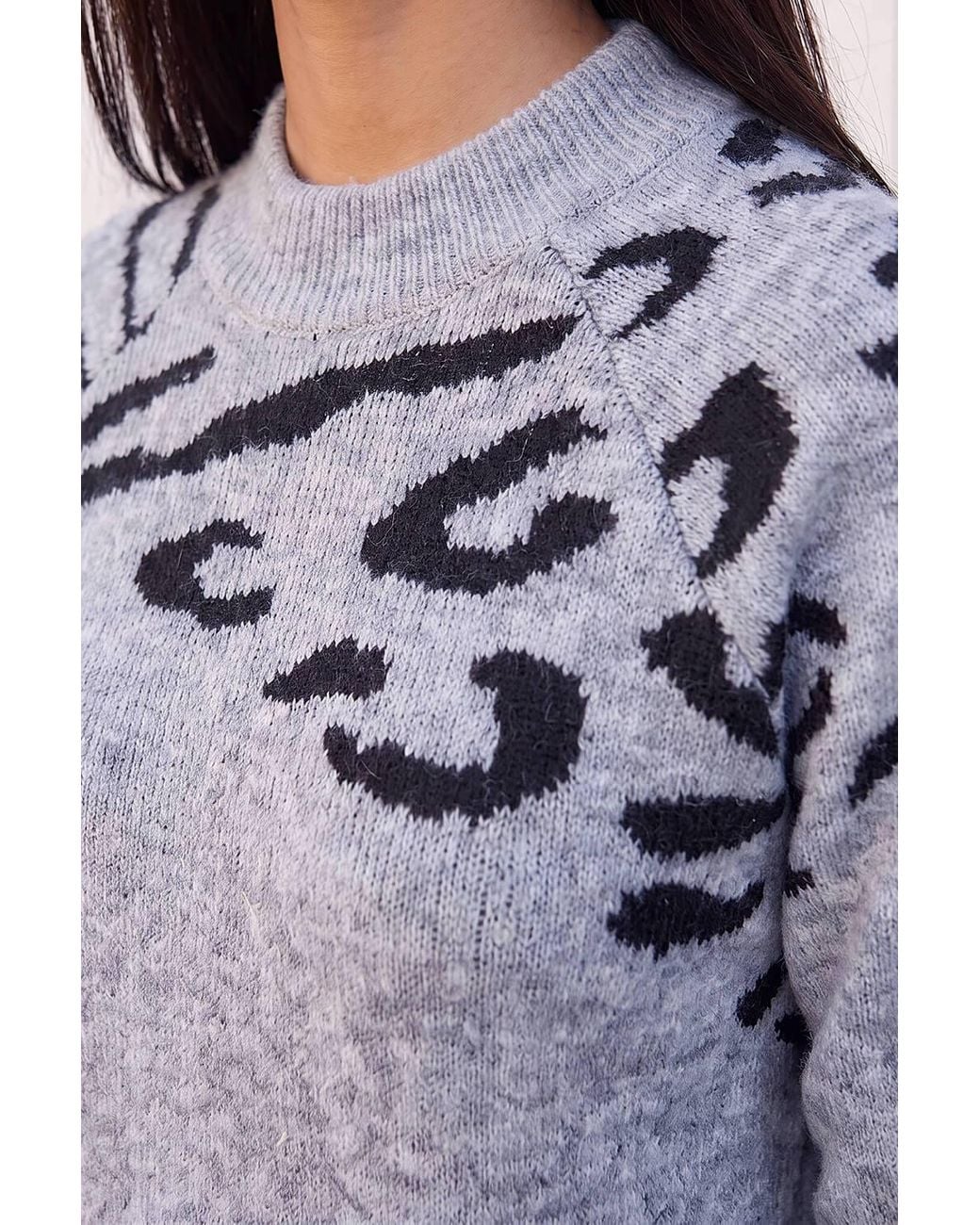 Roman Blue Petite Animal Print Longline Stretch Jumper