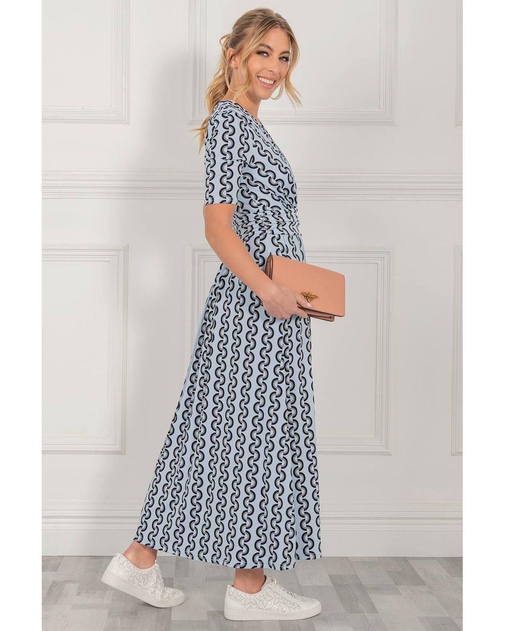 Jolie Moi Blue Genesis Wrap Front Maxi Dress