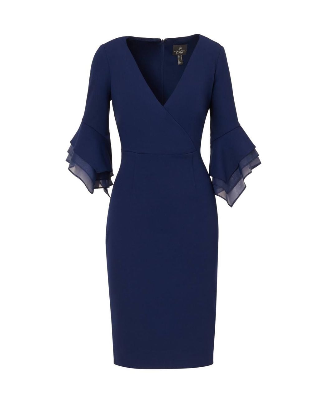 Adrianna Papell Blue Crepe Combo Midi Dress