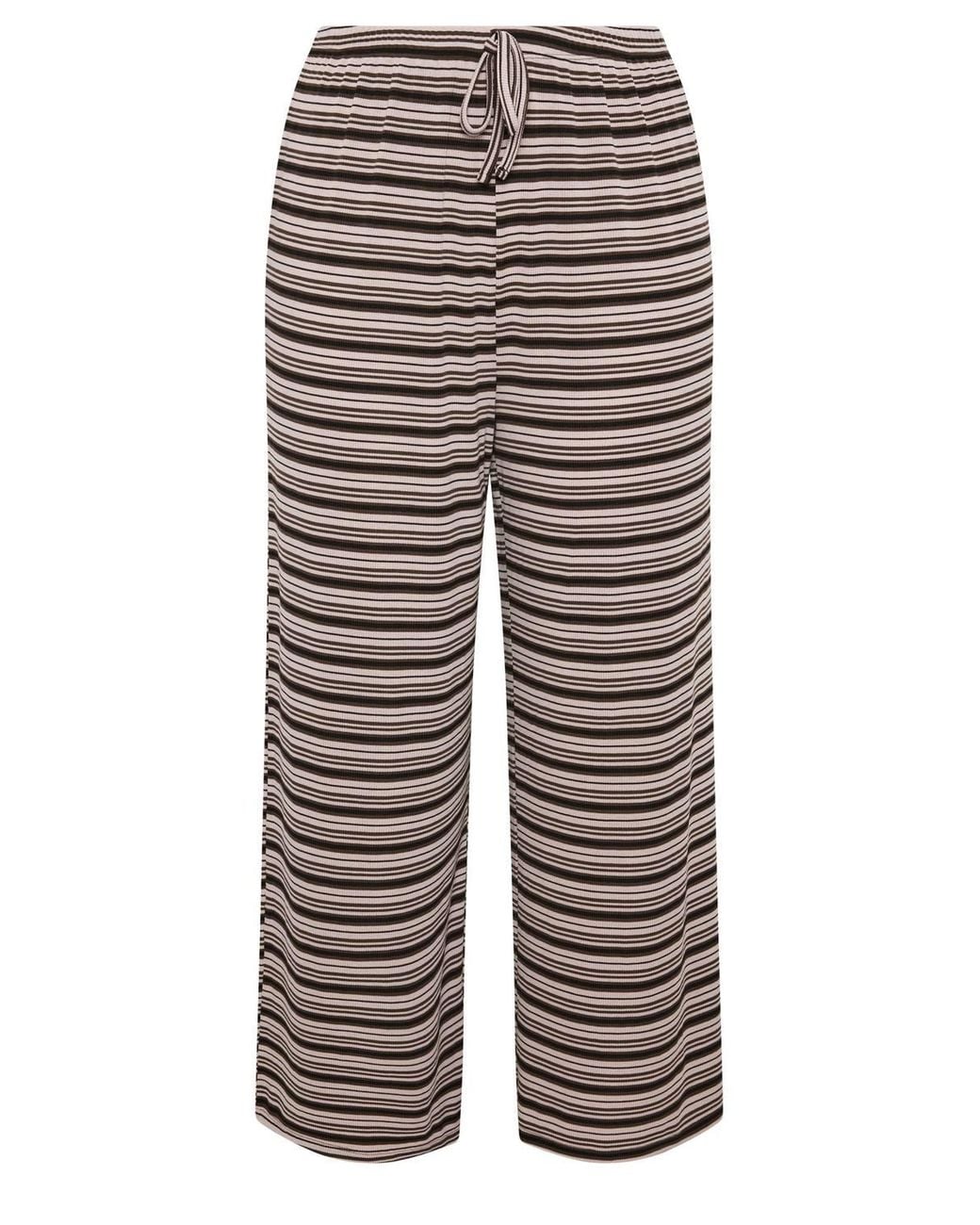 Yours Multicolor Stripe Ribbed Wide Leg Trousers