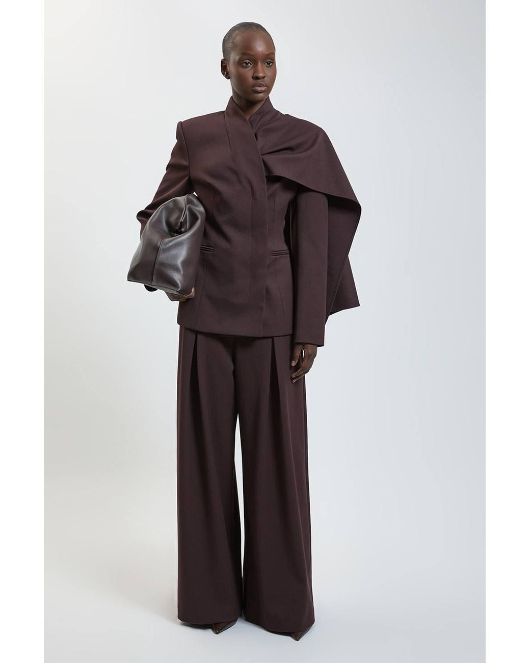 Karen Millen Brown Tailored Drape Wrap Blazer