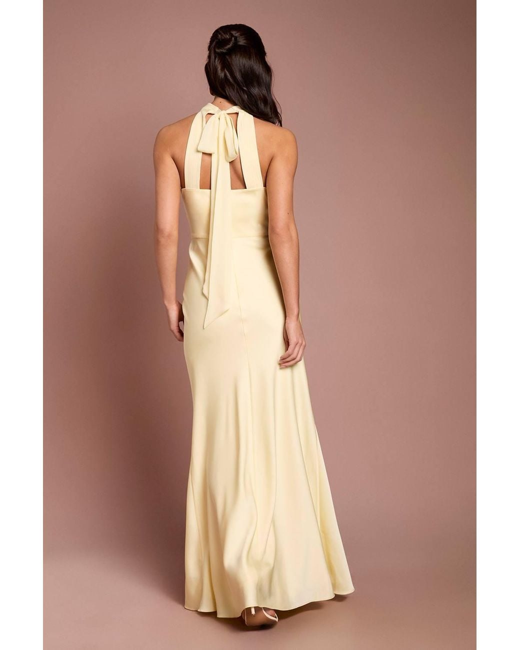 Coast Natural Halter Neck Pleat Waist Bridesmaid Dress