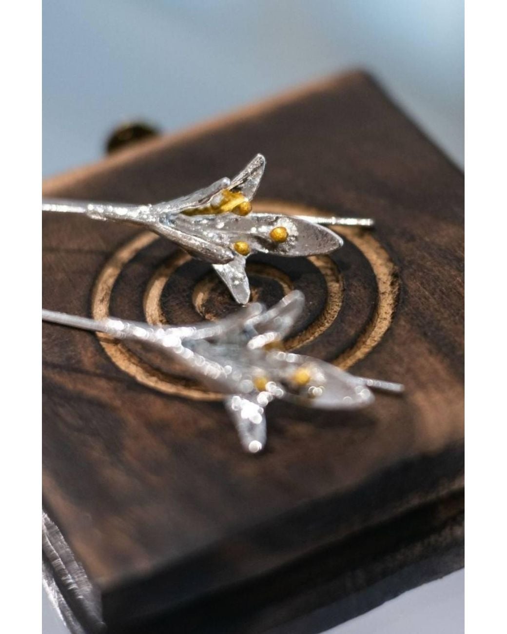 The Colourful Aura Brown Long Floral Ear Crawler Drop Earring