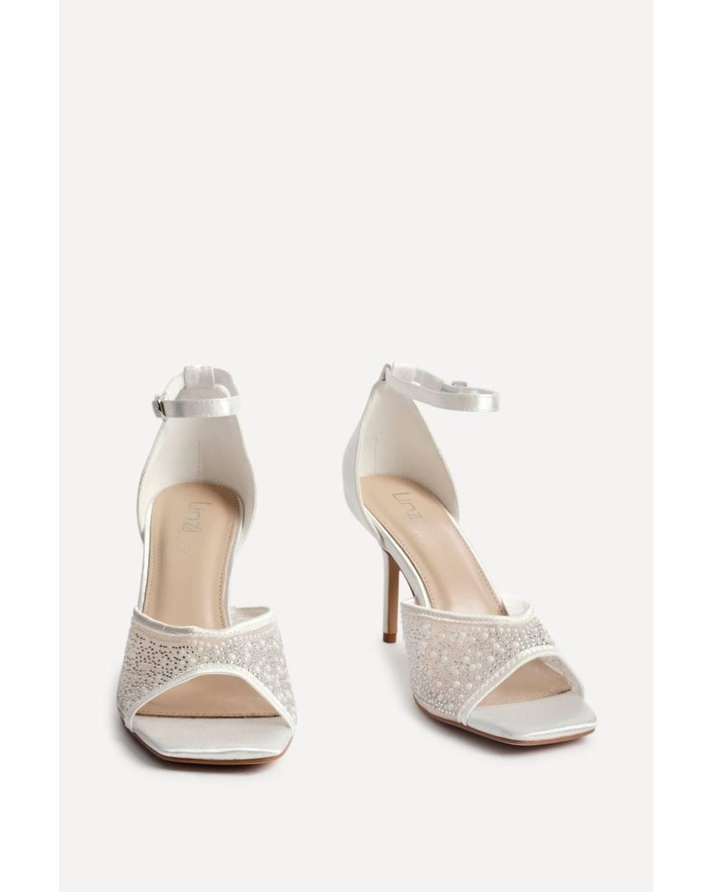 Linzi White Encanta Bridal Ivory Diamante Heels