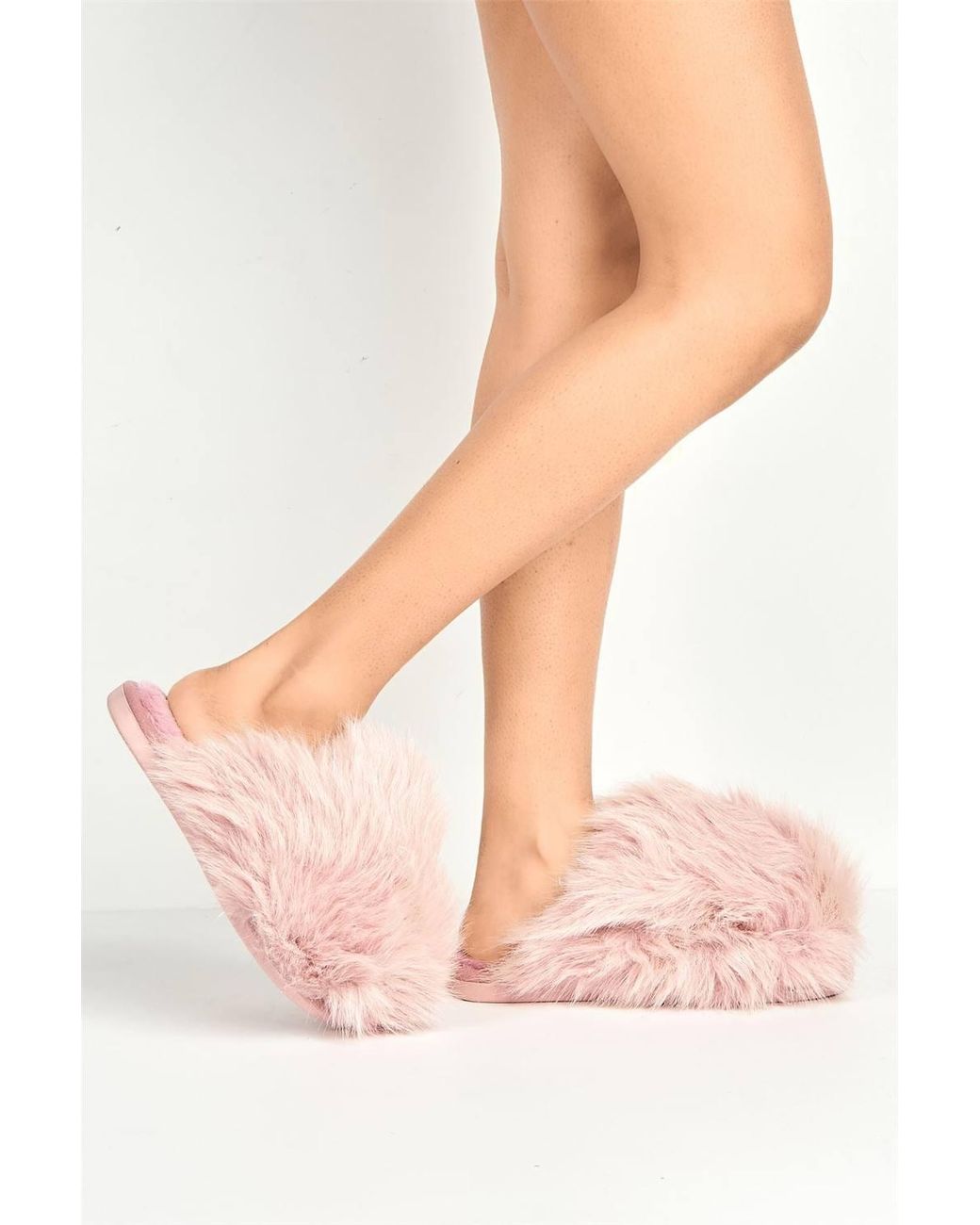Miss Diva Natural Mimi Fluffy Flat Slippers