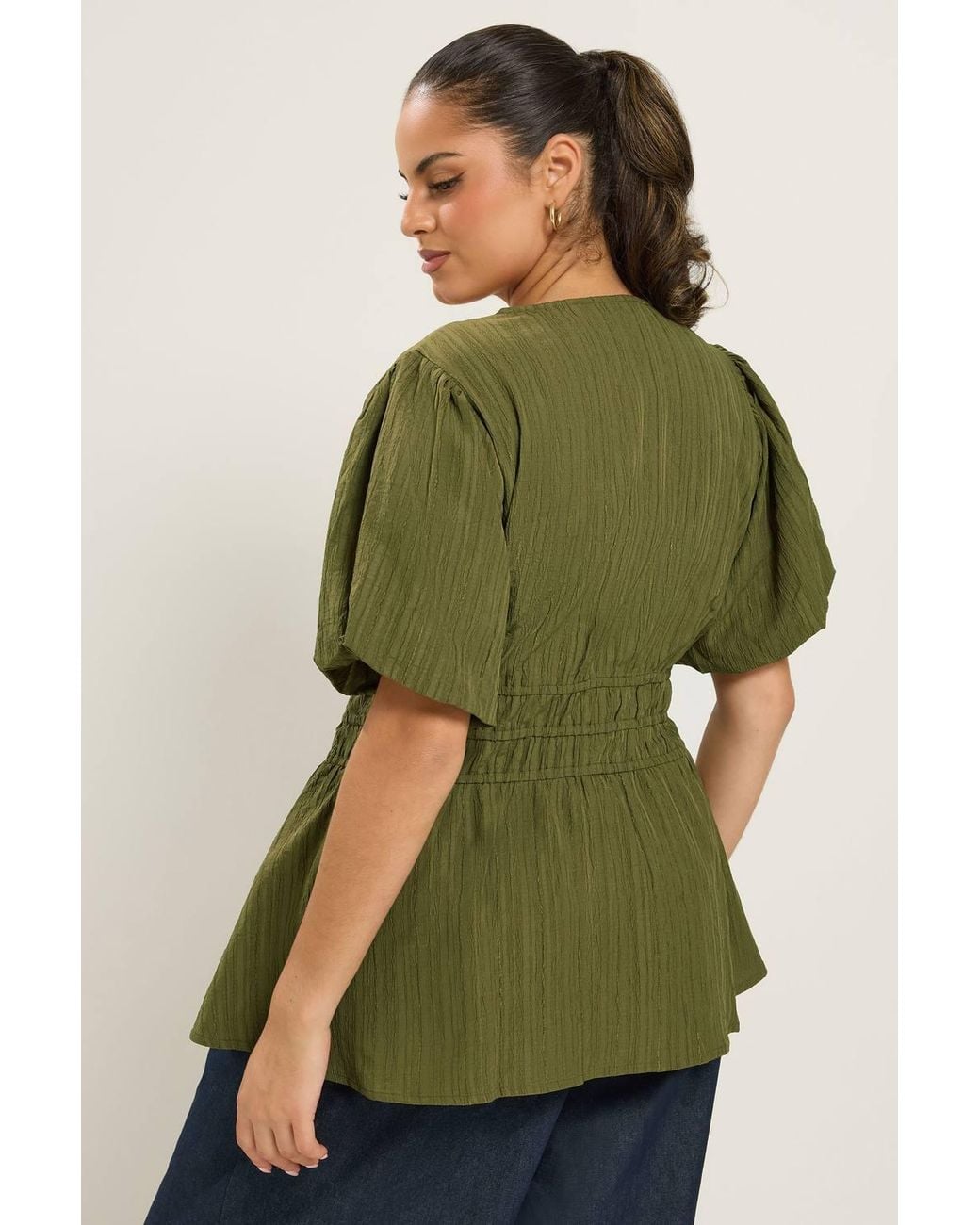 Yours Green Puff Sleeve Blouse