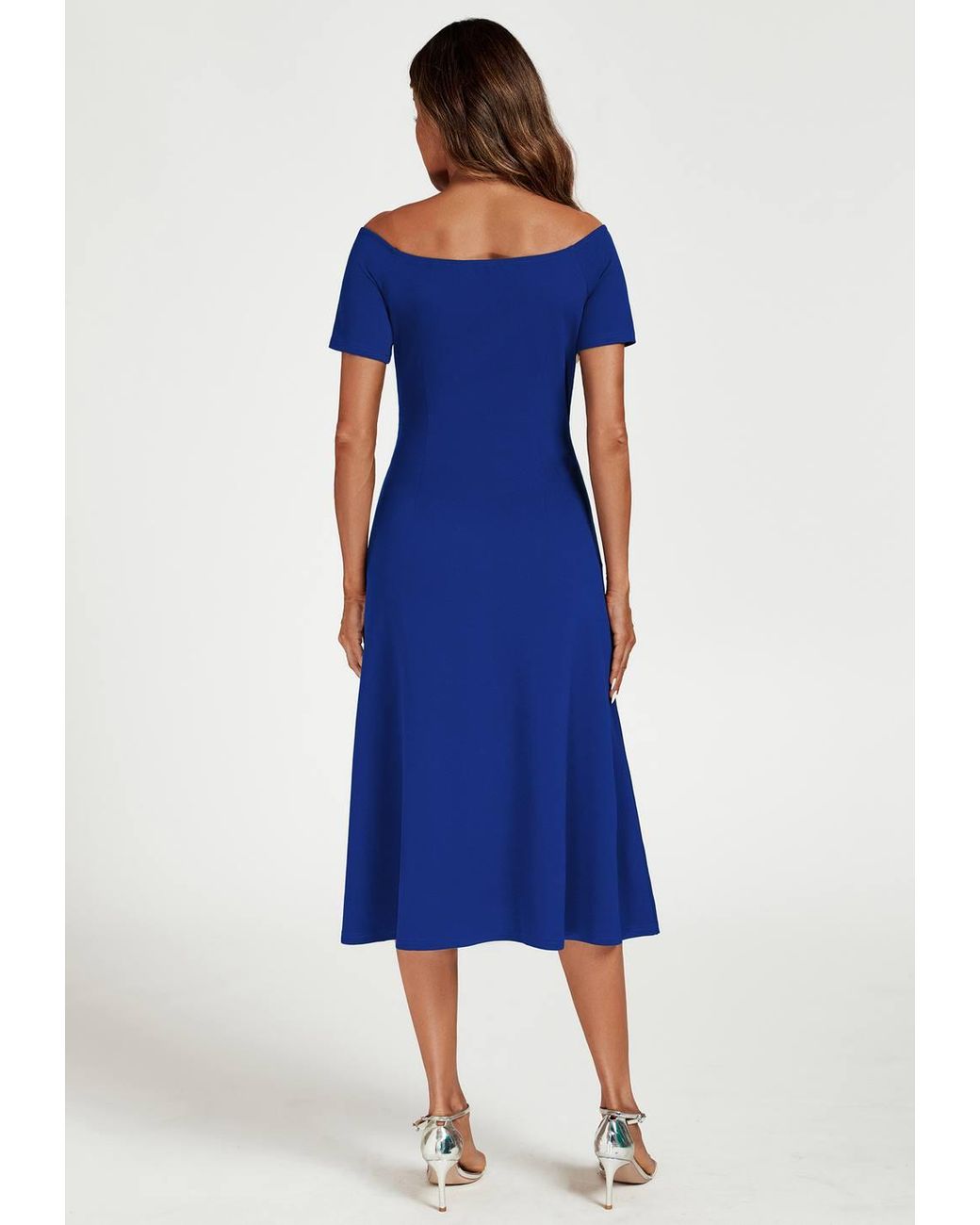 FS Collection Blue Bardot Midi Dress