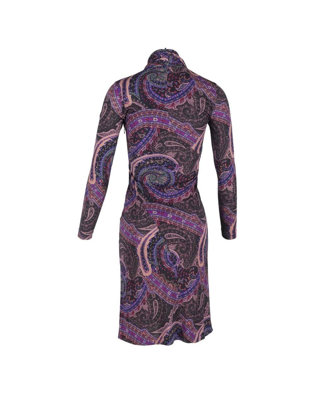 Etro Purple Preloved Paisley Print Dress W/ Scarf