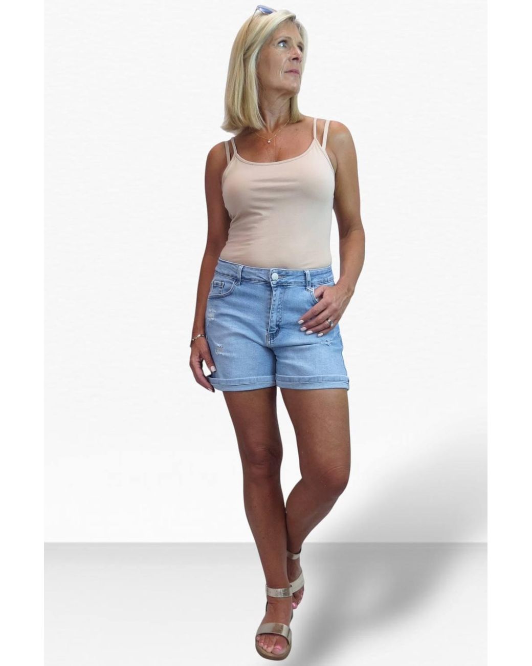 Paulo Due Blue Distressed Stretch Denim Shorts