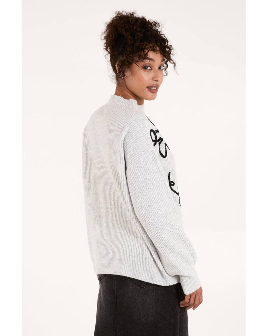 Blue Vanilla White Long Sleeve Round Neck Jumper