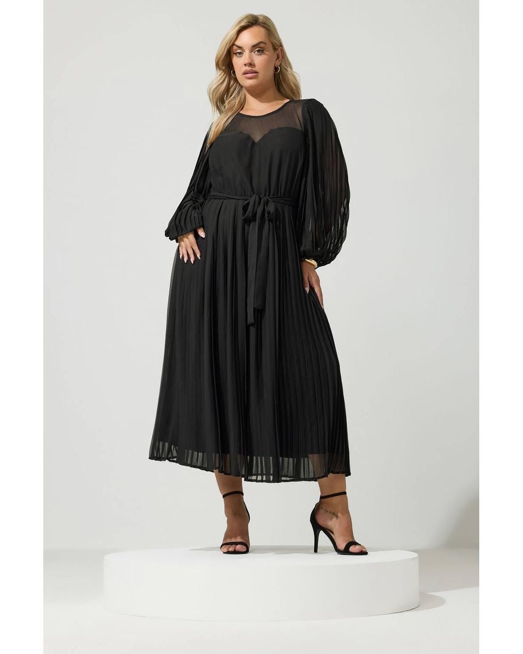 Yours Black Pleated Maxi Dress