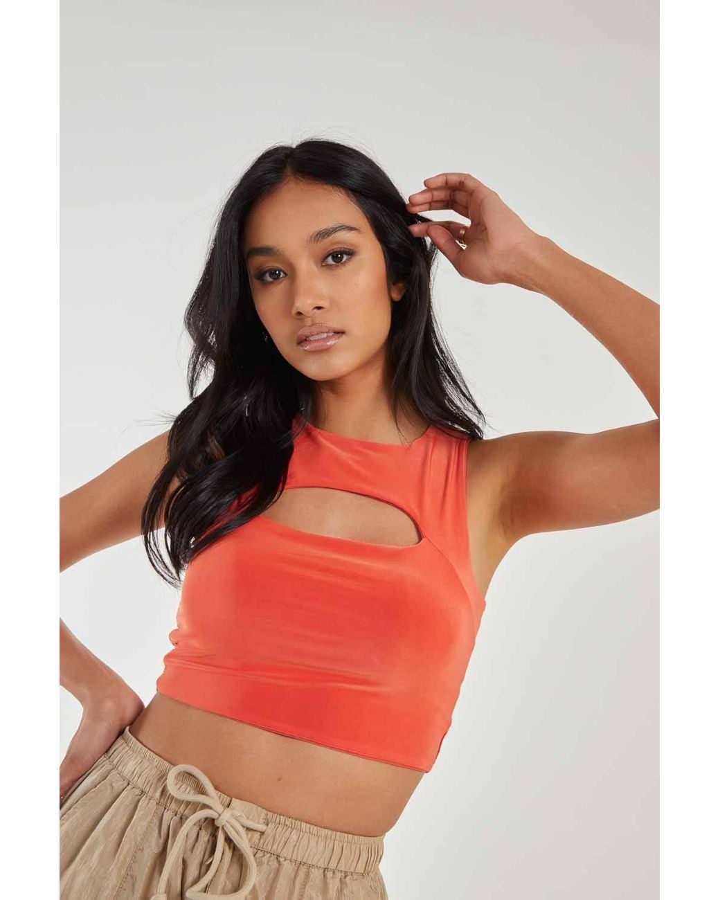 Pink Vanilla Orange Letterbox Slinky Crop Top