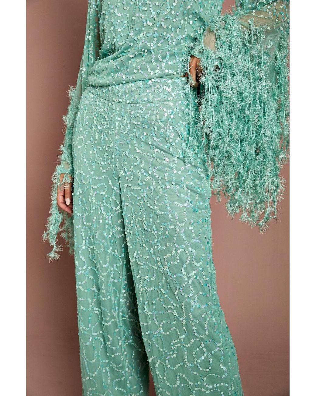 Coast Green Wide Leg Sequin Trouser