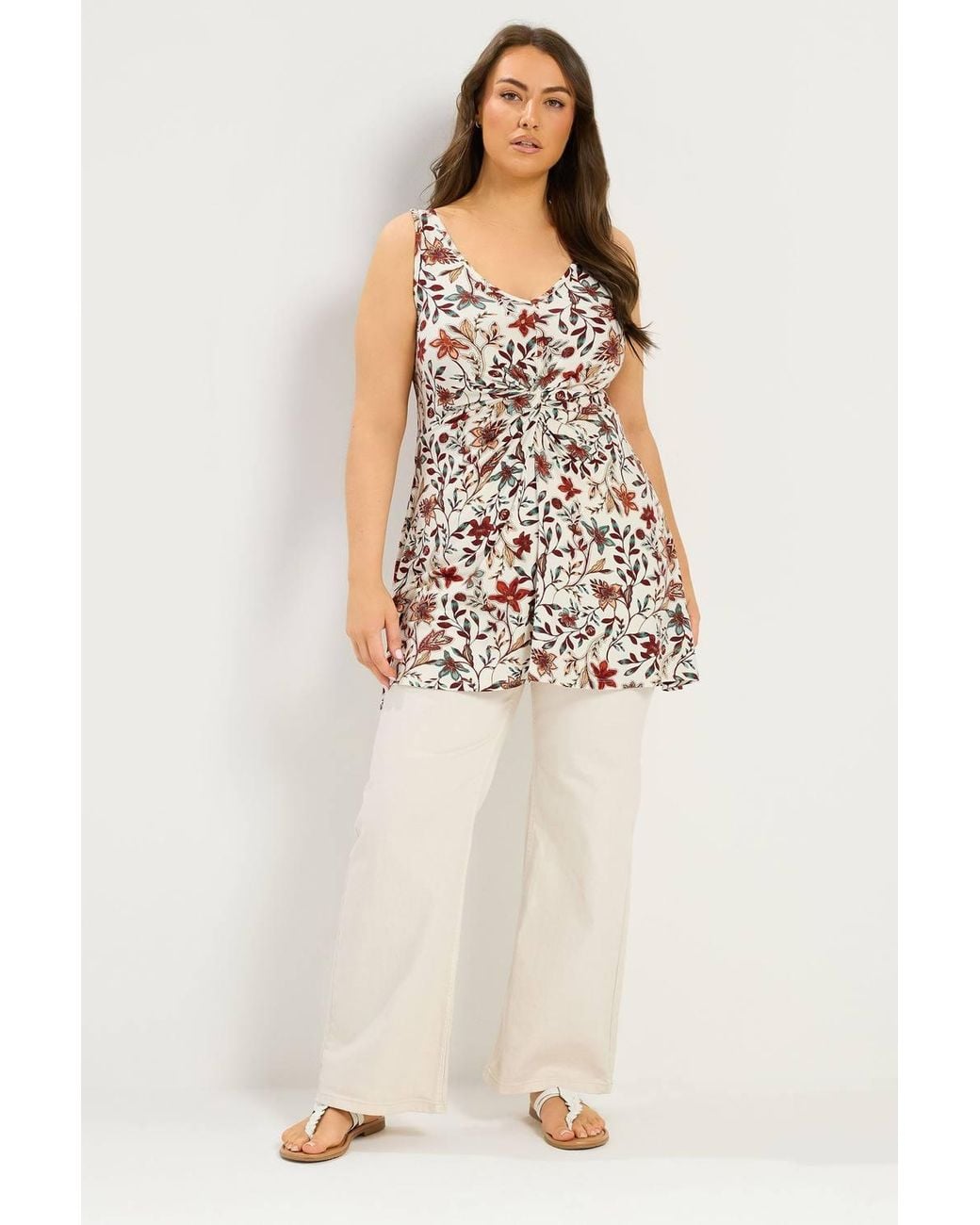 Yours White Knot Front Vest Top