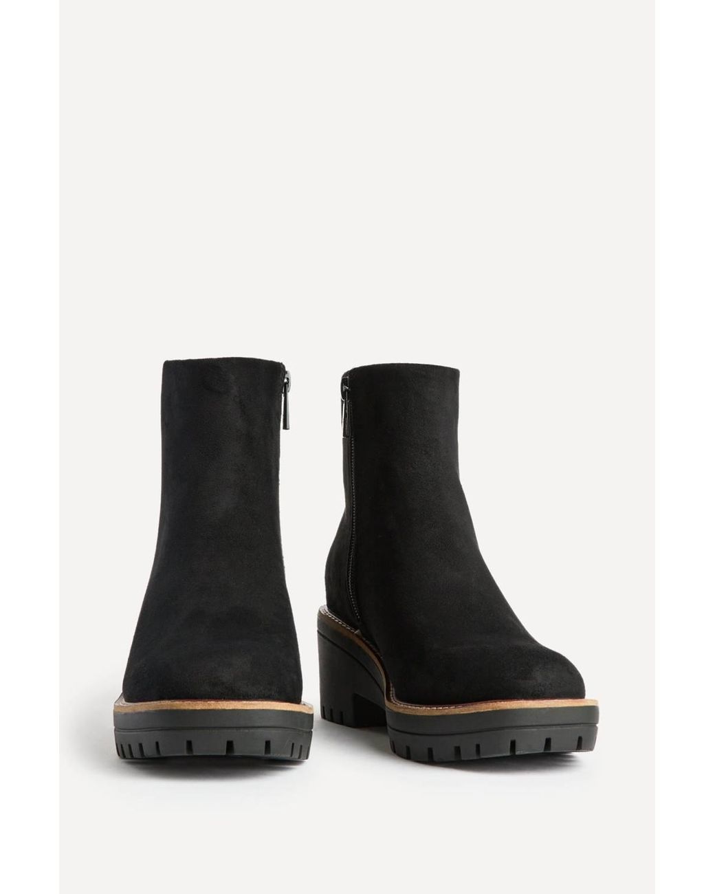 Linzi Black Rival Faux Suede Wedge Heel Ankle Boots