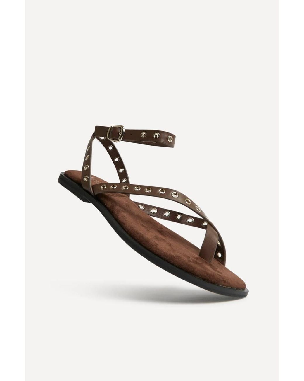Linzi White Perrie Faux Suede Flat Sandals