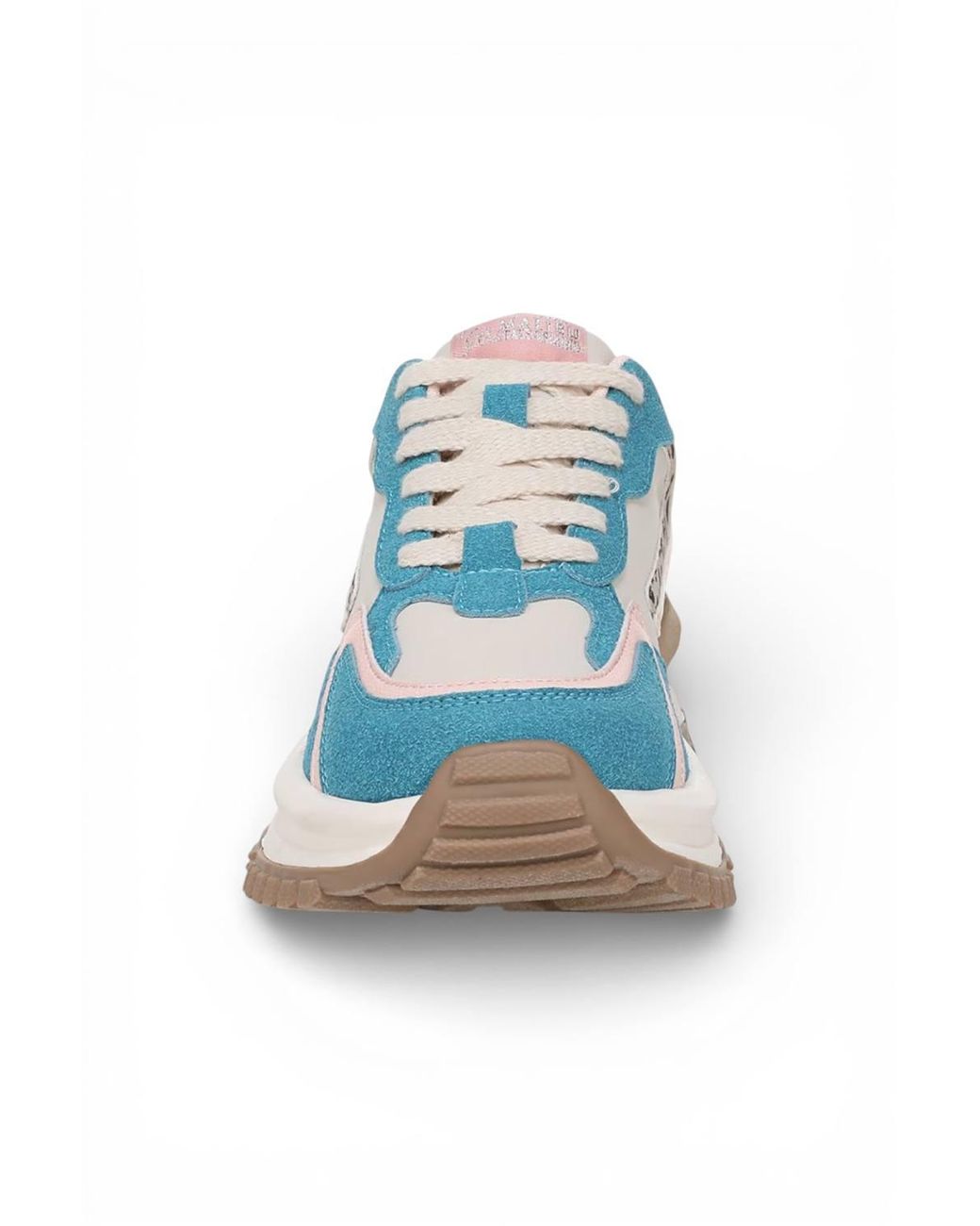 Infinity Leather Blue Retro Lace-Up Chunky Sneakers Shoes