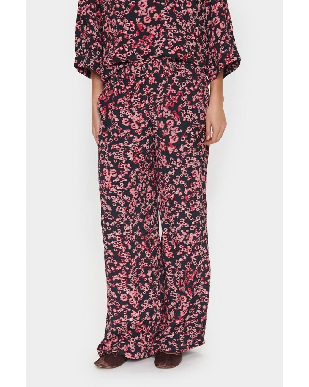 Saint Tropez Red Jeahsz High Waisted Wide Leg Trousers