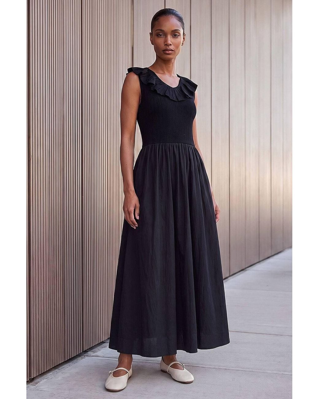 Roman Blue Frill Detail Midi Dress