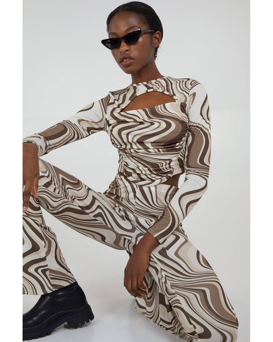 Pink Vanilla Natural Swirl Print Cut Out Top