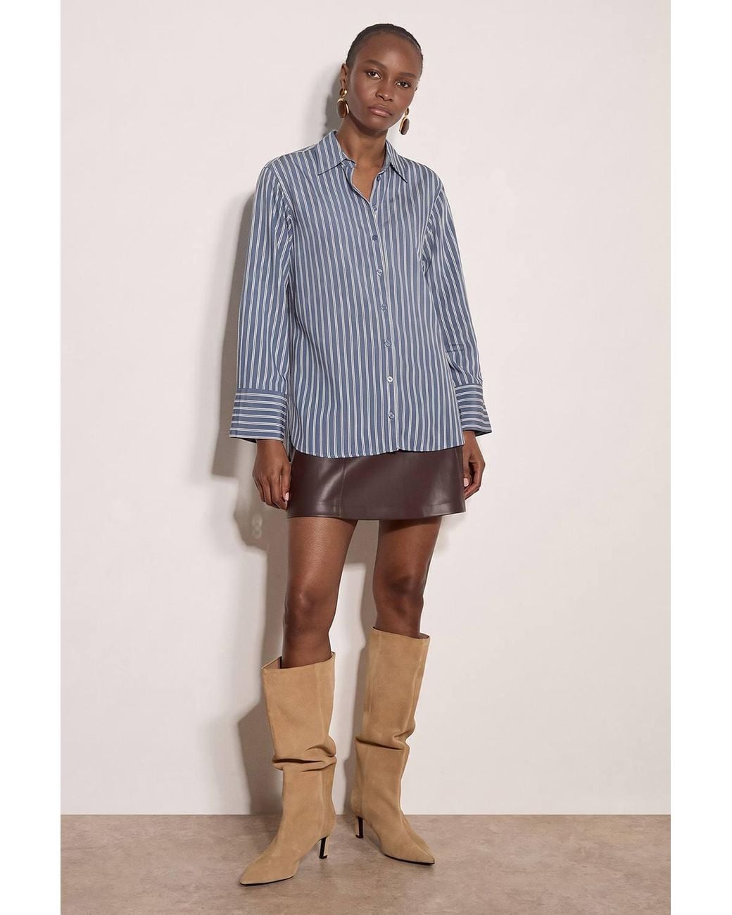 Apricot Blue Oversized Stripe Shirt