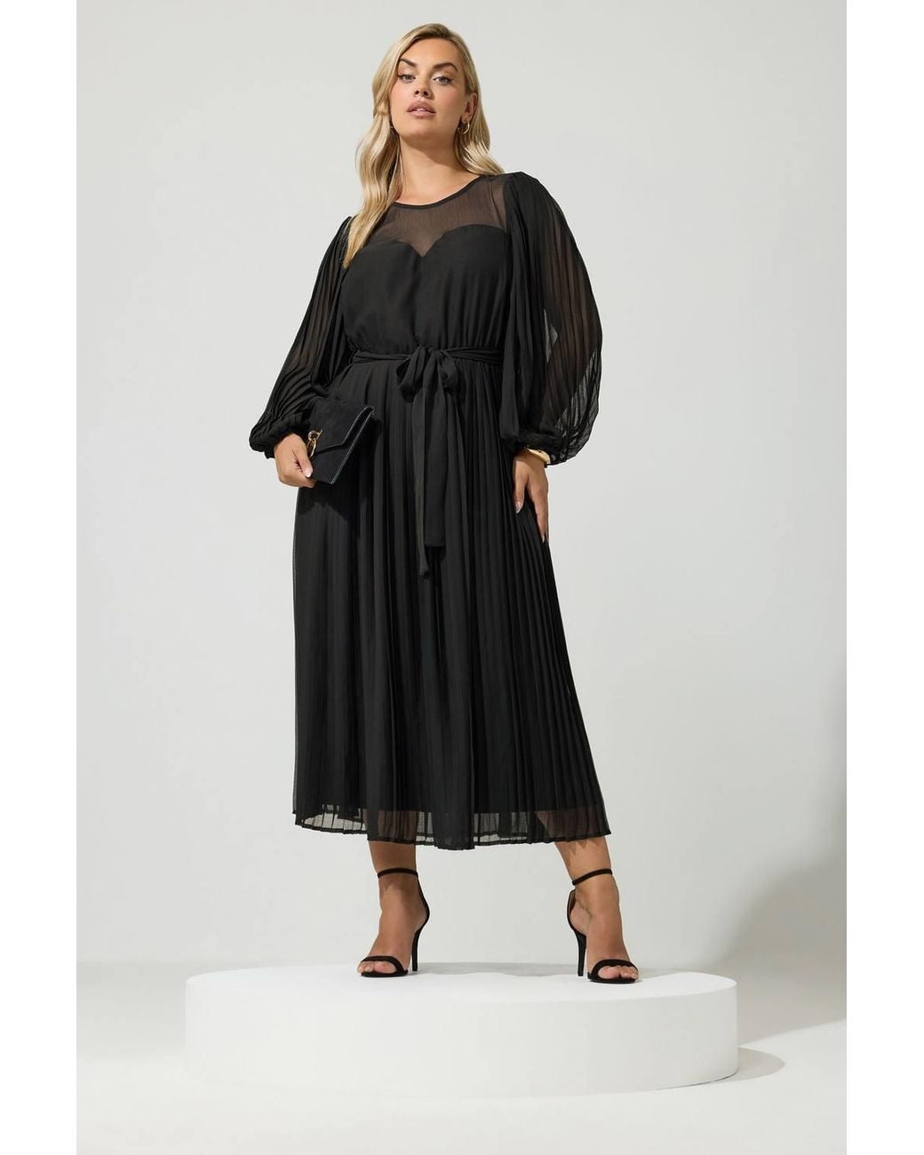 Yours Black Pleated Maxi Dress