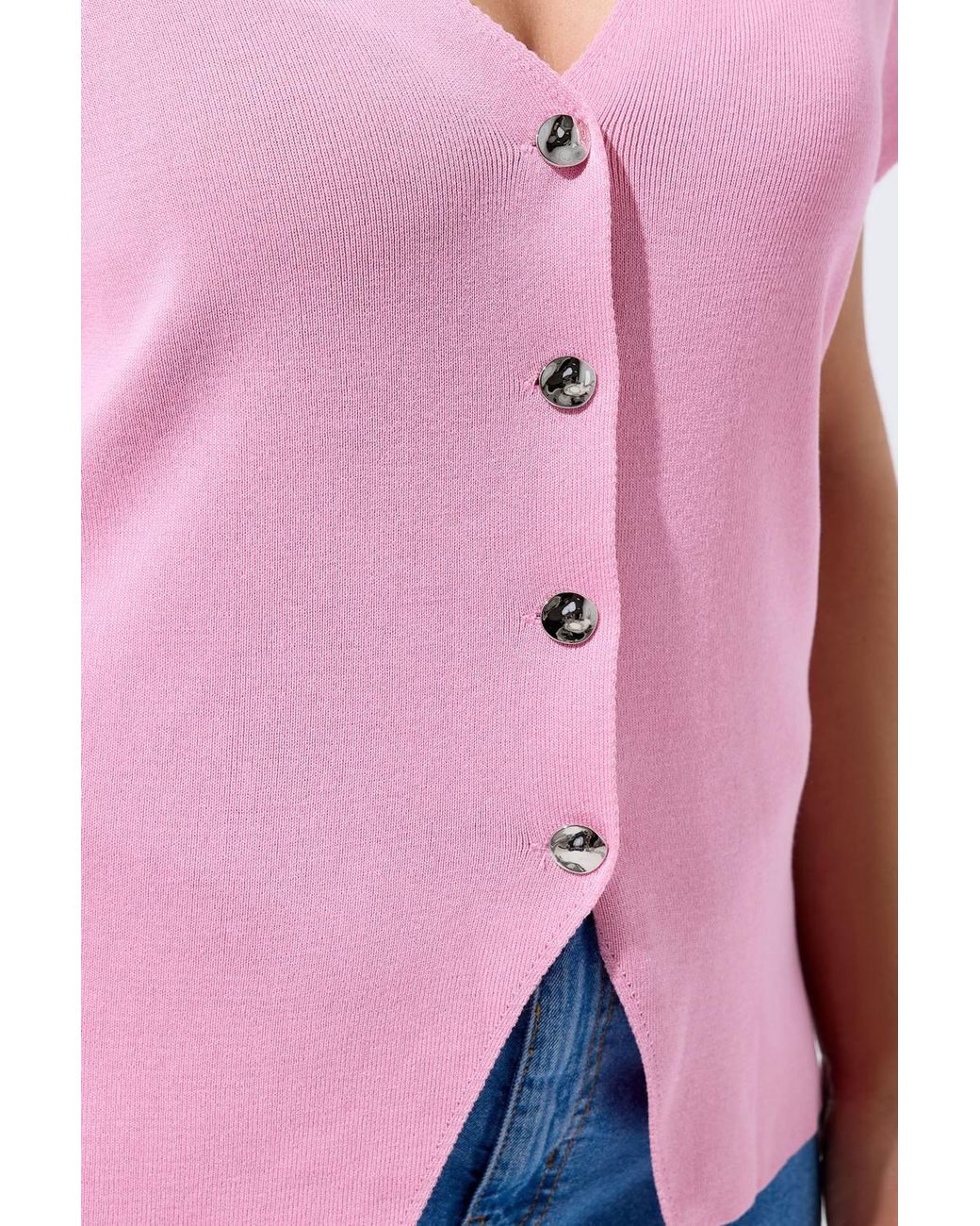 Yours Pink Short Sleeve Knitted Top