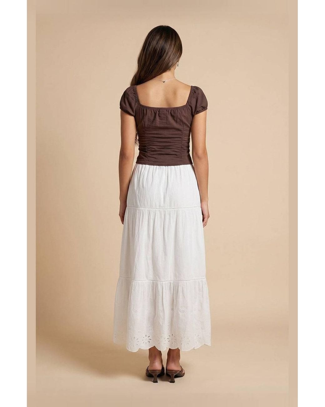 Urban Bliss Natural Broderie Maxi Skirt
