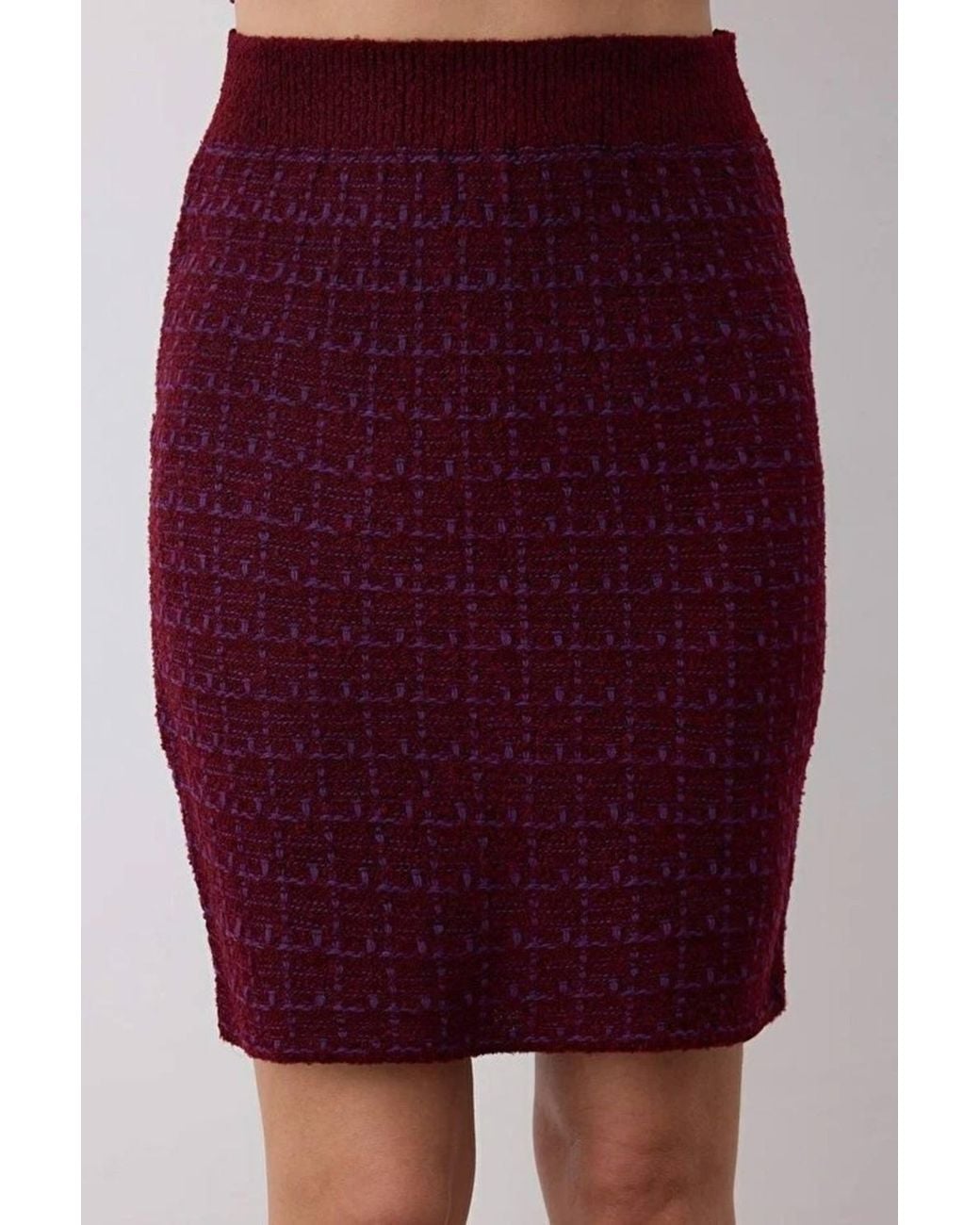 WOVCOR Purple 2-Piece Soft Texture Knit Cardigan & Skirt Set