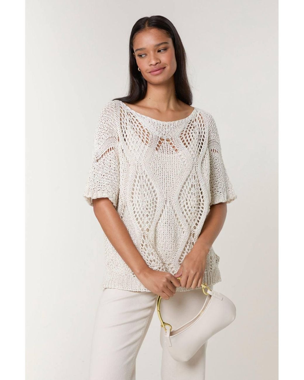 Blue Vanilla Natural Short Sleeve Round Neck Top